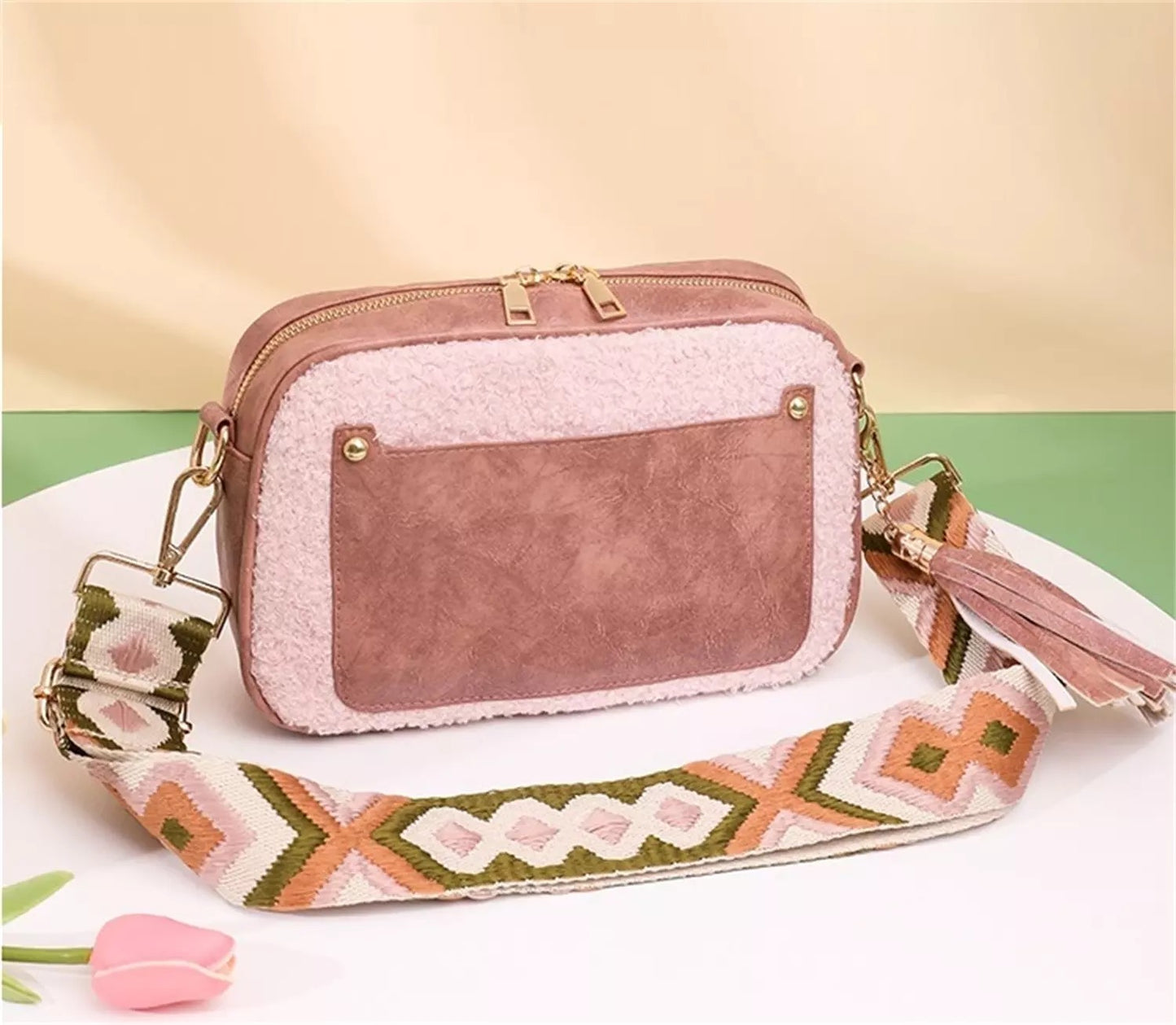 Sherpa line crossbody bags with guitar strap