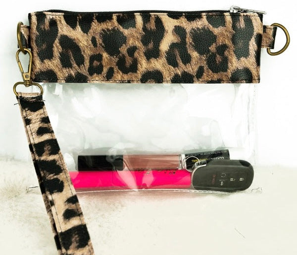 Printed clear stadium clutch/crossbody bag
