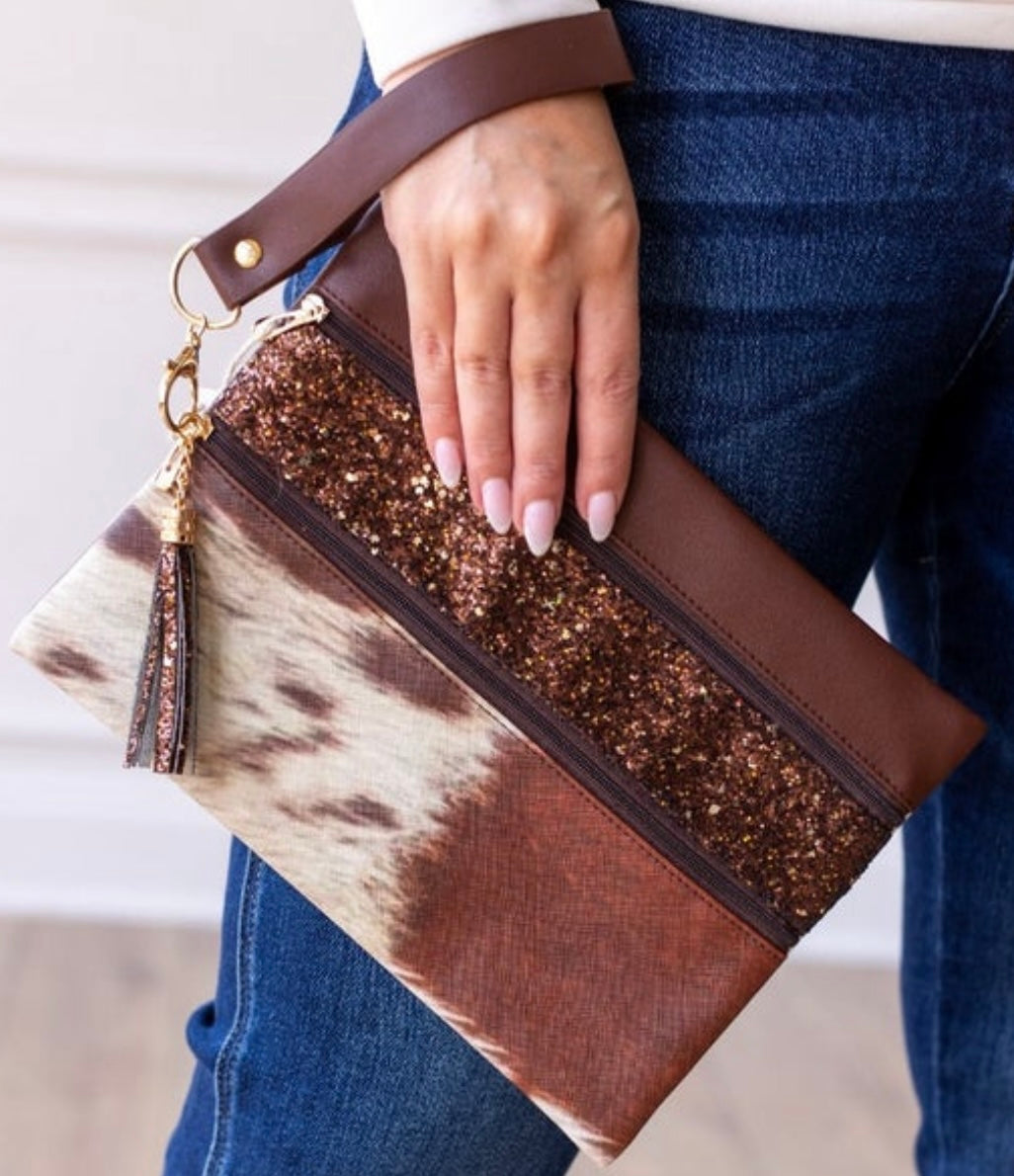 Cowhide sequin versi bag