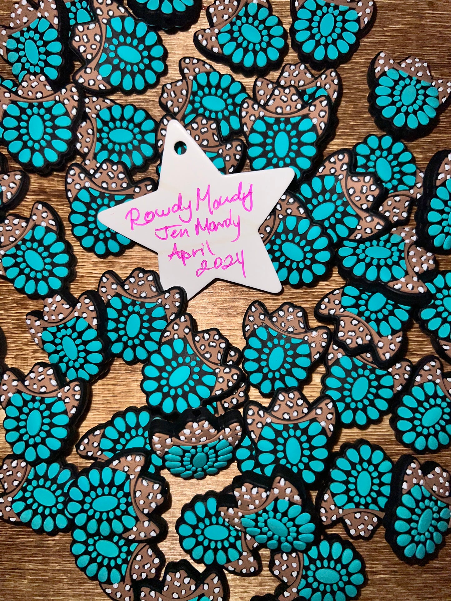 Turquoise cowboy hat focal beads