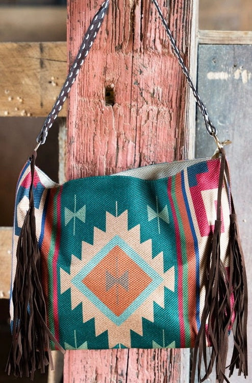 Large western fringe large tote bag