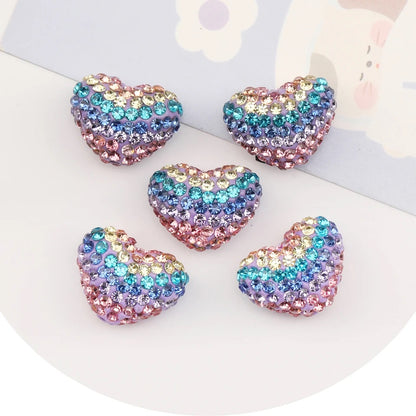 Rhinestone heart beads 19*24MM pastel