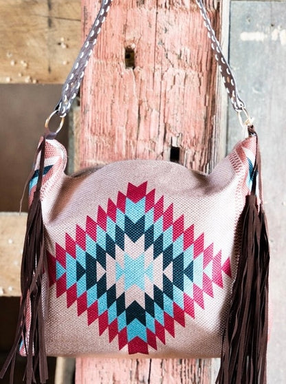 Large western fringe large tote bag