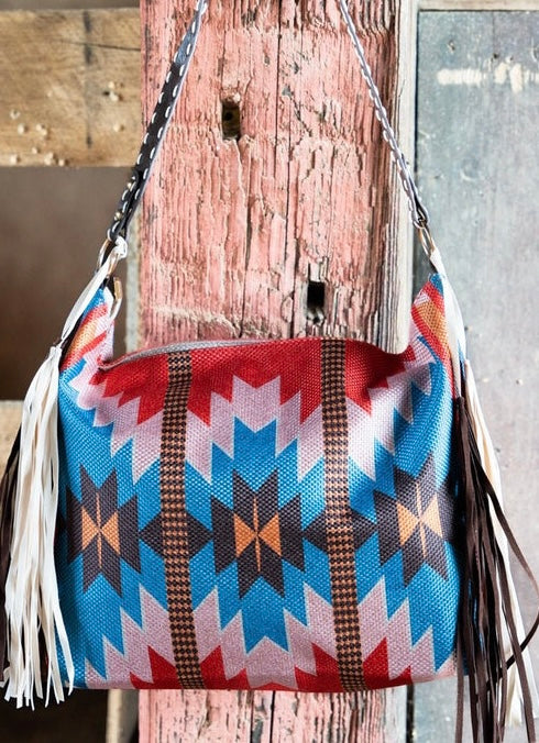 Large western fringe large tote bag