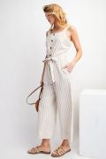 STRIPE LINEN JUMPSUIT