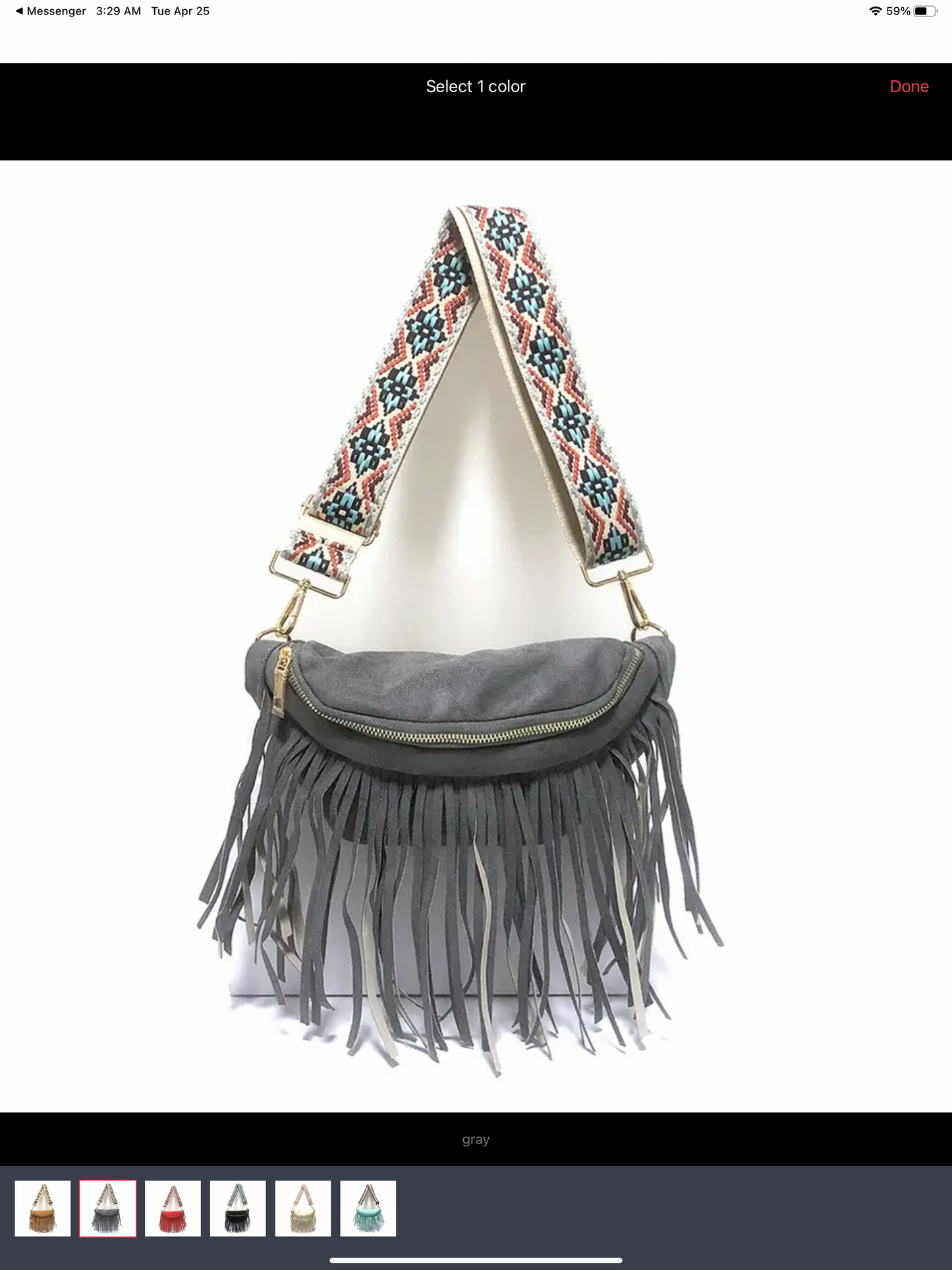 Removable fringe sling/bum bags