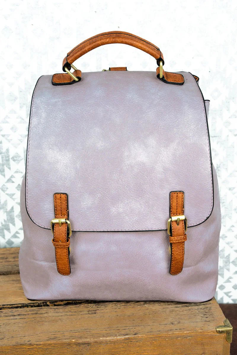 NGIL LAVENDER FAUX LEATHER HALEY SATCHEL BACKPACK