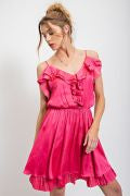 DULL SATIN RUFFLE CAMI DRESS