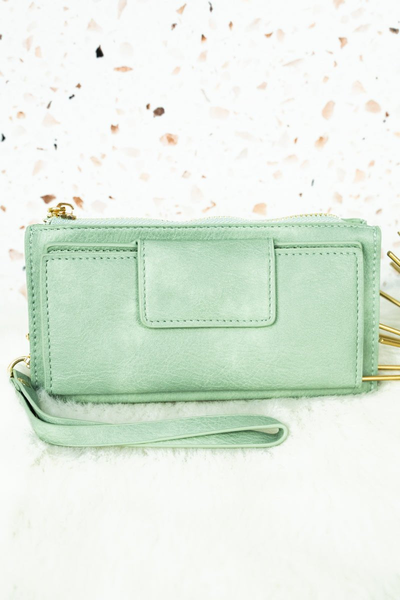 MINT FAUX LEATHER WRISTLET WALLET