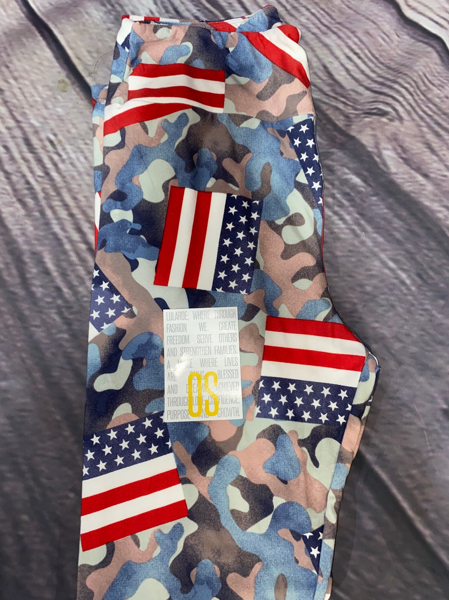 Lularoe OS camo flag print leggings