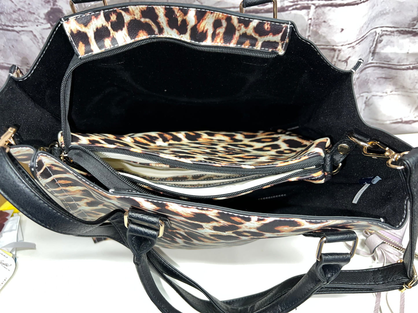 2 piece leopard print premium bag set