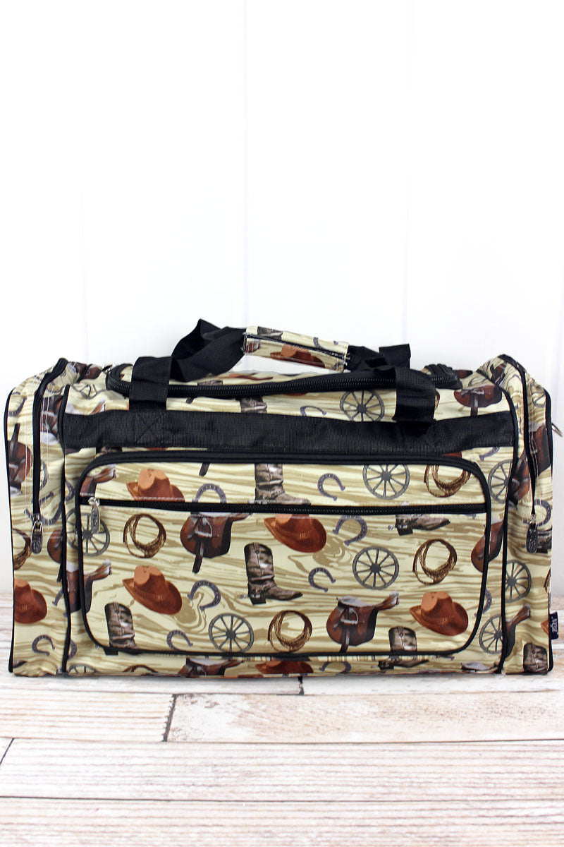 Printed duffel bags