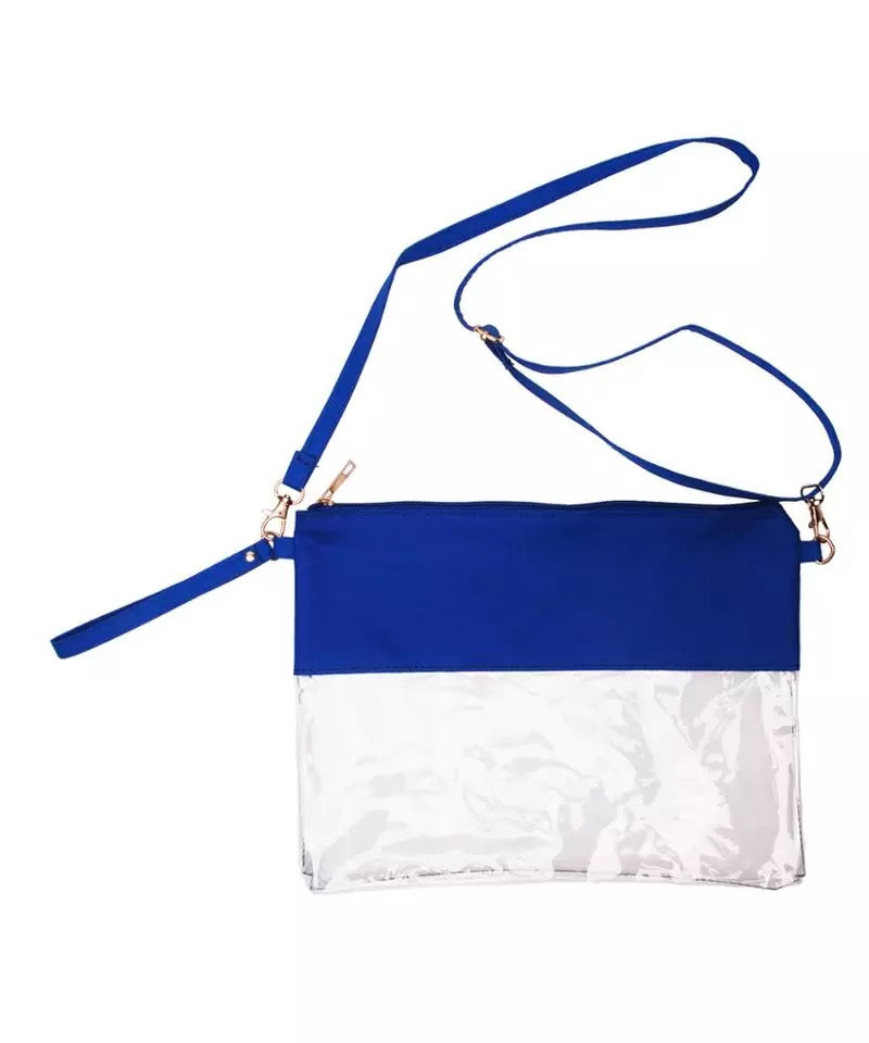 Colored topped clear stadium crossbody bags