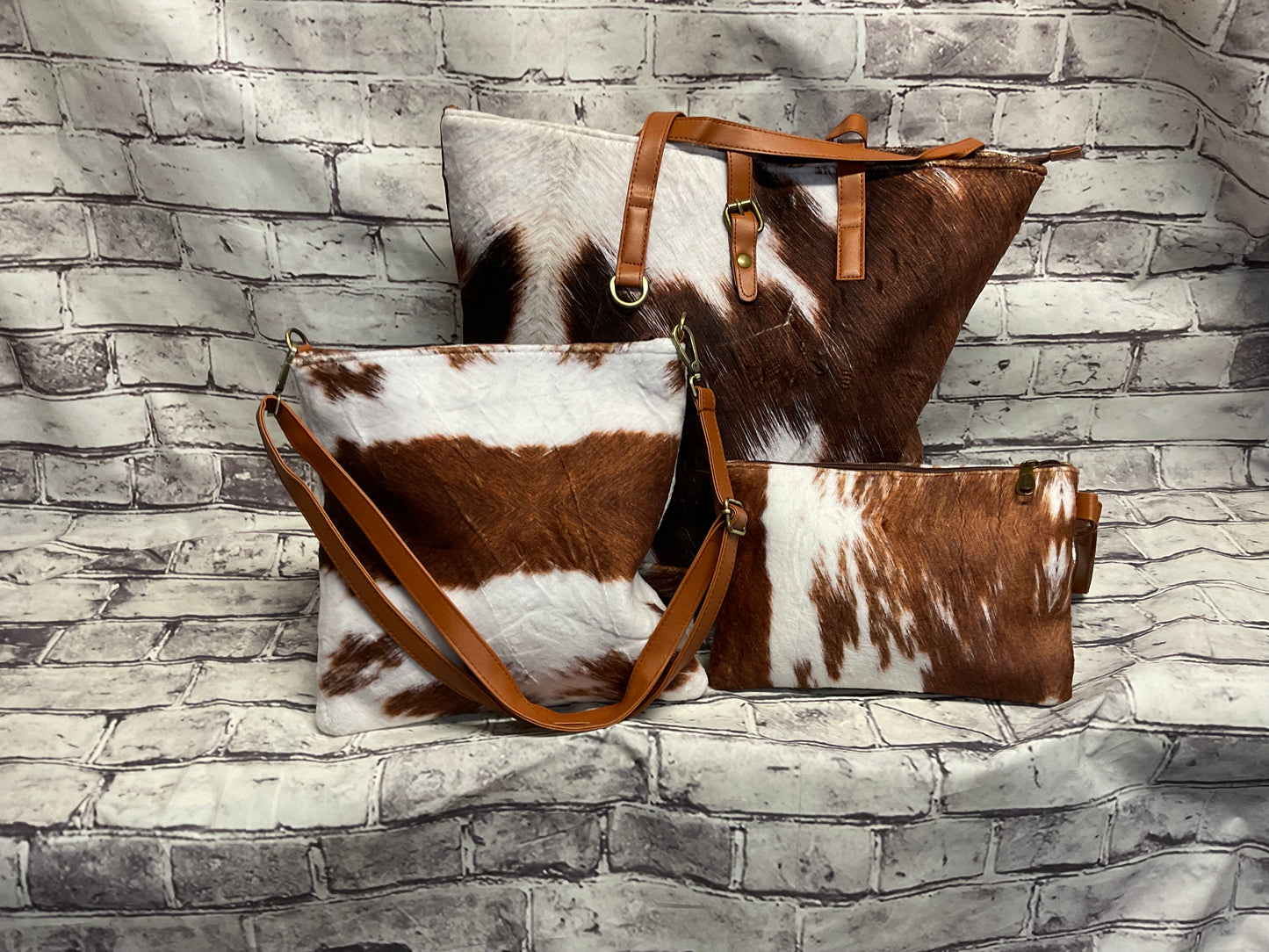 3 Piece faux fur bag set