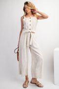 STRIPE LINEN JUMPSUIT