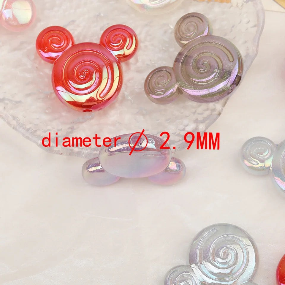 Mouse Shape Acrylic Bead/Aurora Luminous Effect