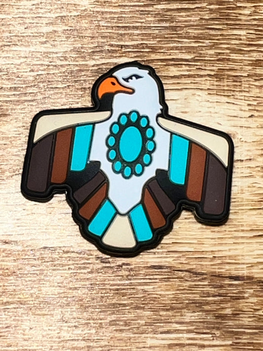 Turquoise Tribal eagle focal silicone beads