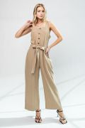 STRIPE LINEN JUMPSUIT