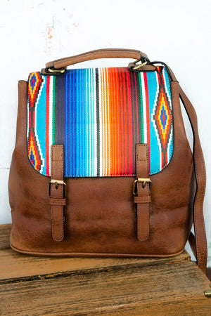 NGIL SOUTHWEST SERAPE FAUX LEATHER SATCHEL BACKPACK