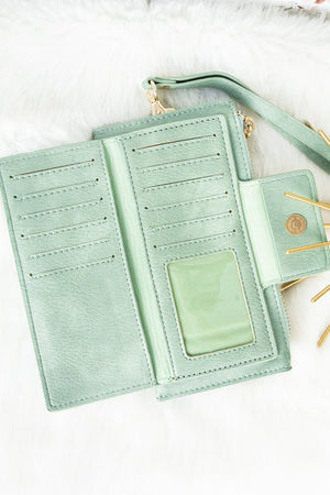 MINT FAUX LEATHER WRISTLET WALLET