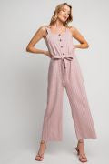 STRIPE LINEN JUMPSUIT