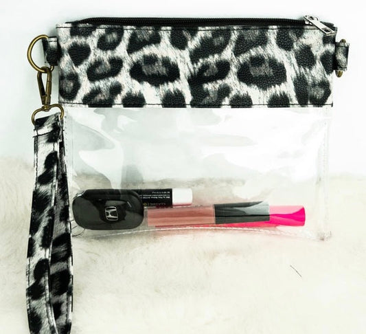 Printed clear stadium clutch/crossbody bag