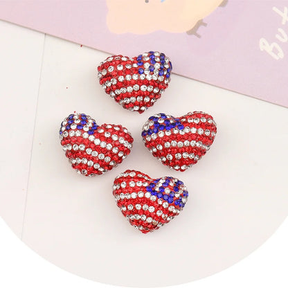 American flag heart rhinestone beads