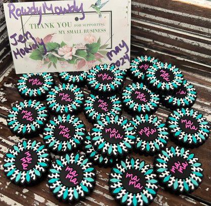 Teal purple Mama flower