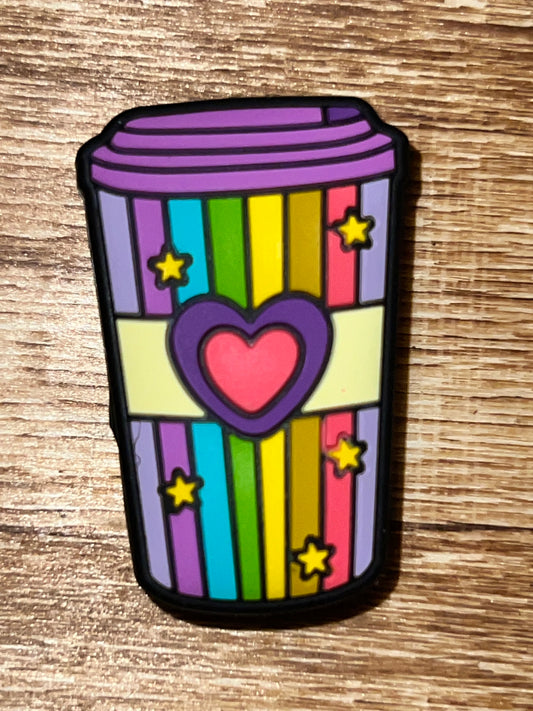 Rainbow coffee silicone focal bead