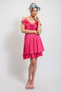 DULL SATIN RUFFLE CAMI DRESS