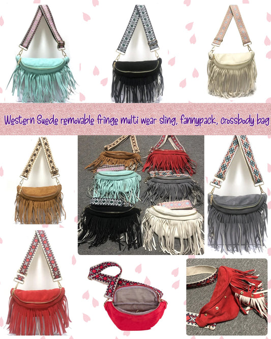 Removable fringe sling/bum bags