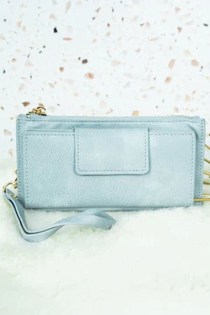 NGIL ICE BLUE FAUX LEATHER WRISTLET WALLET