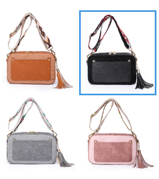 Sherpa line crossbody bags with guitar strap