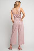 STRIPE LINEN JUMPSUIT