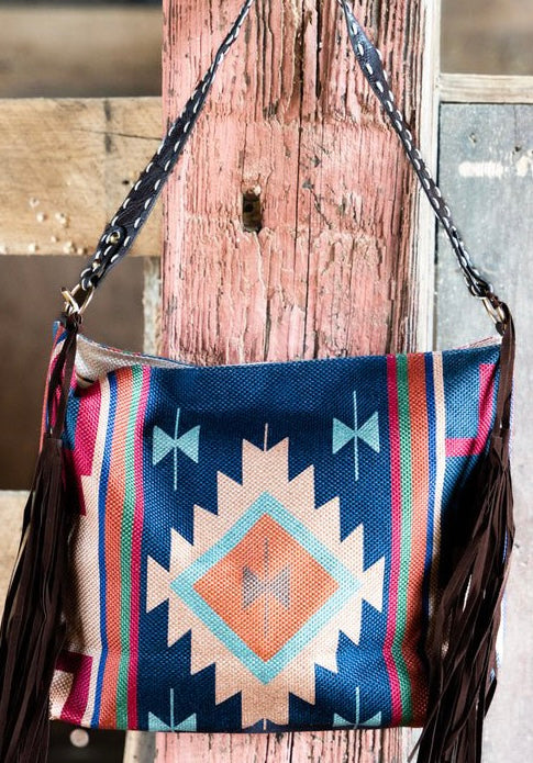 Large western fringe large tote bag