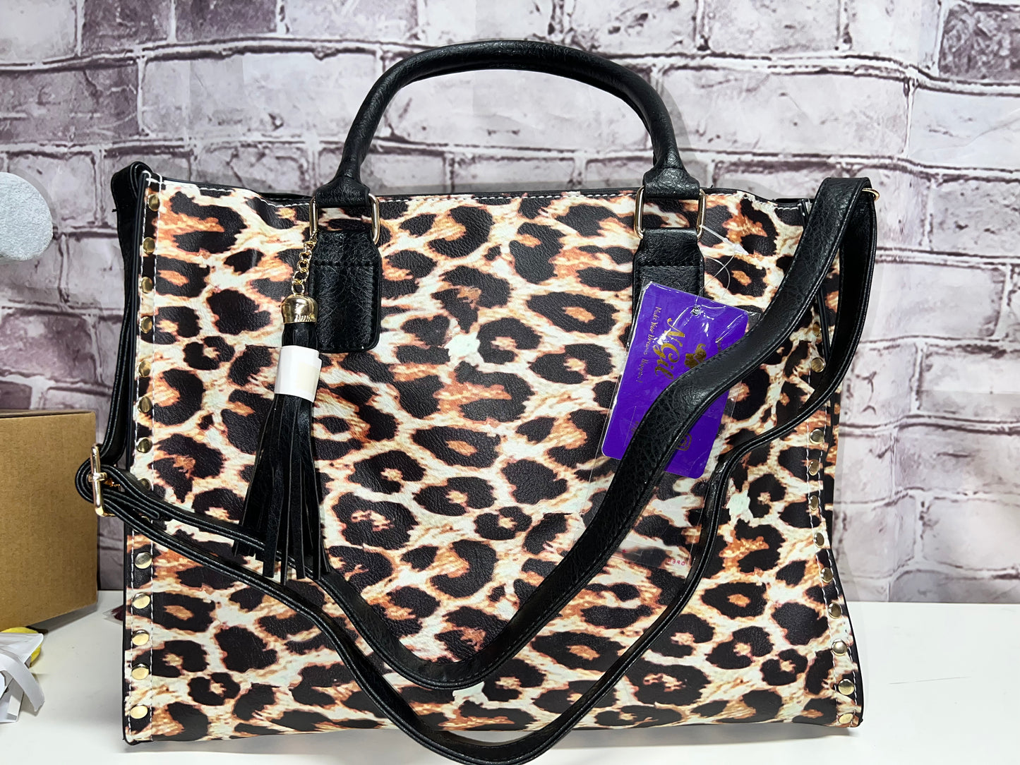 2 piece leopard print premium bag set