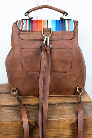 NGIL SOUTHWEST SERAPE FAUX LEATHER SATCHEL BACKPACK