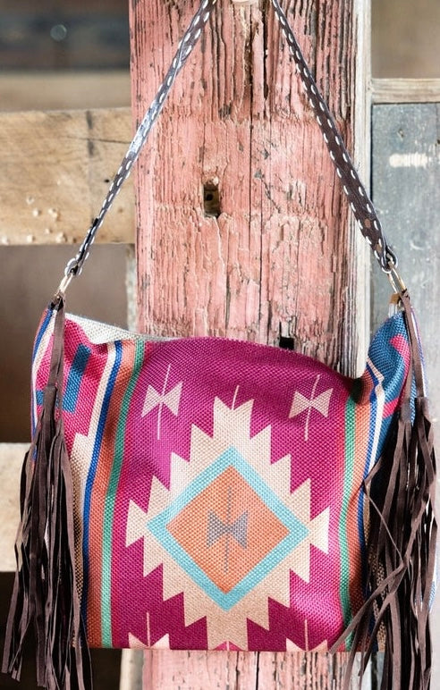 Large western fringe large tote bag