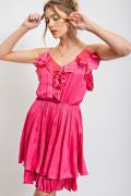 DULL SATIN RUFFLE CAMI DRESS