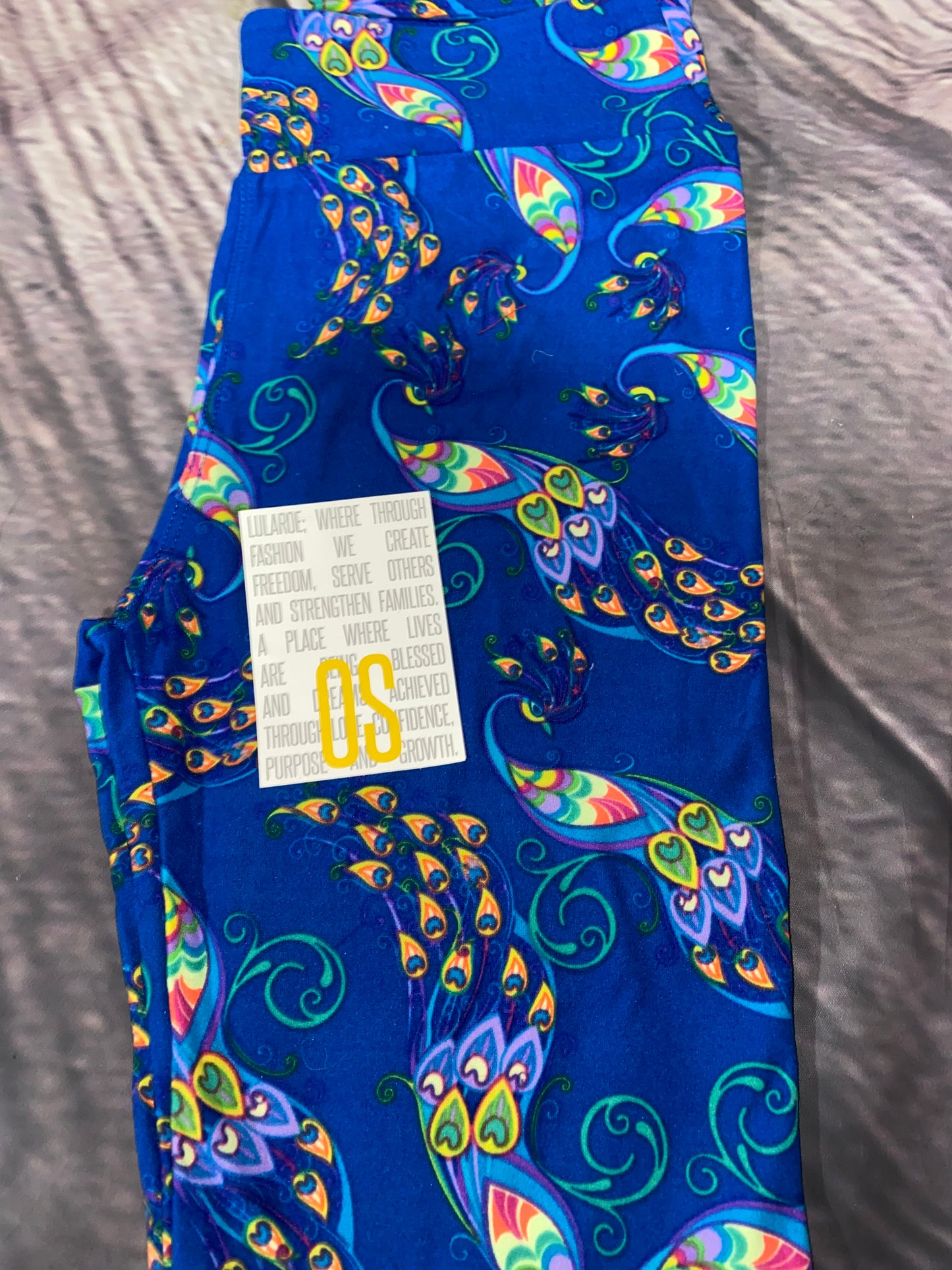 Lularoe One size leggings Blue Peacocks