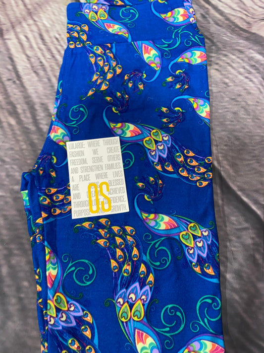 Lularoe One size leggings Blue Peacocks