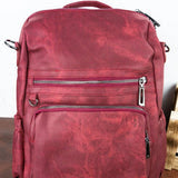 RED FAUX LEATHER BACKPACK PURSE