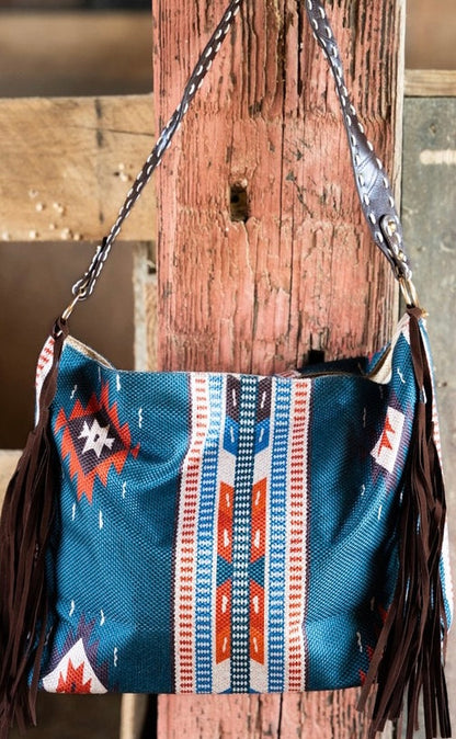 Large western fringe large tote bag