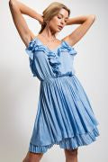 DULL SATIN RUFFLE CAMI DRESS