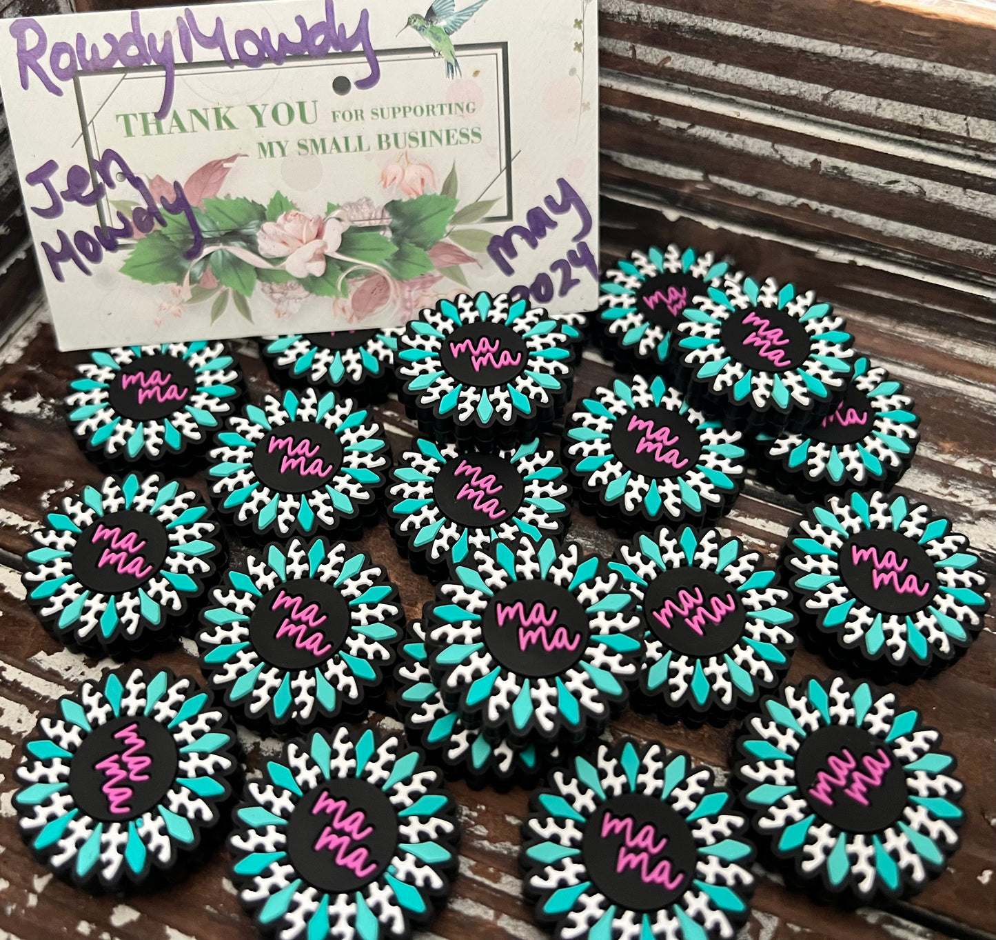 Teal purple Mama flower