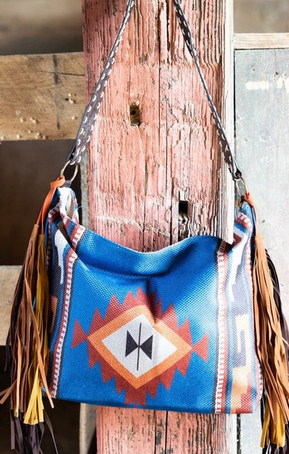 Large western fringe large tote bag