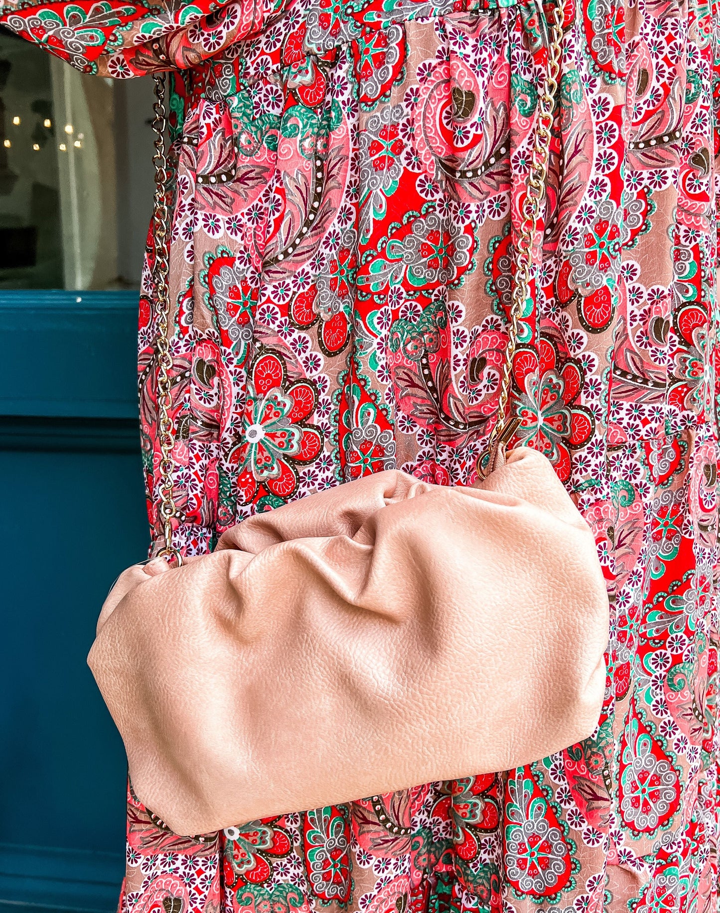 Blush clutch puff purse