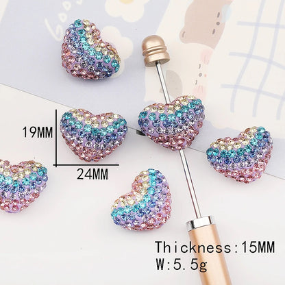 Rhinestone heart beads 19*24MM pastel