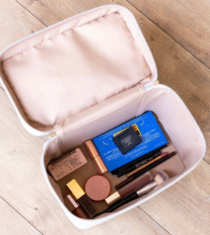 The Delilah Beige Leather Duo Vanity Case